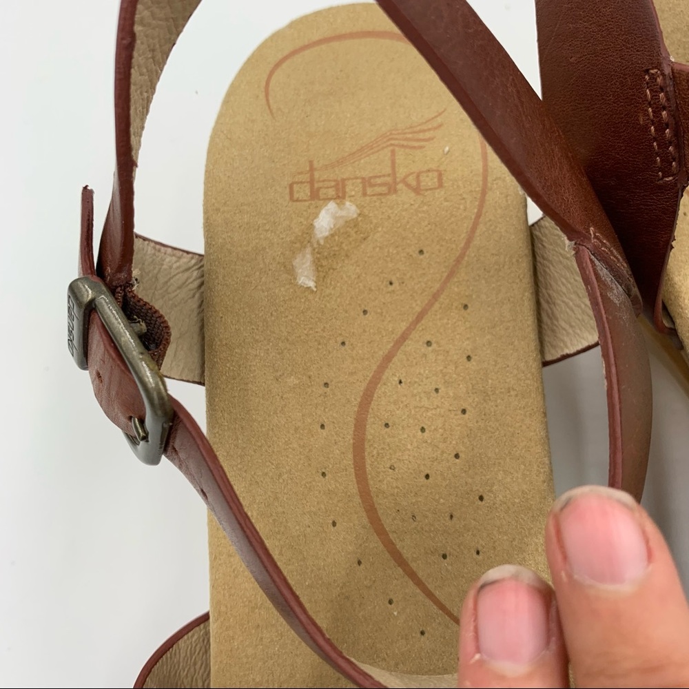 Dansko Brown Leather Wedge Sandals - Picture 7 of 12